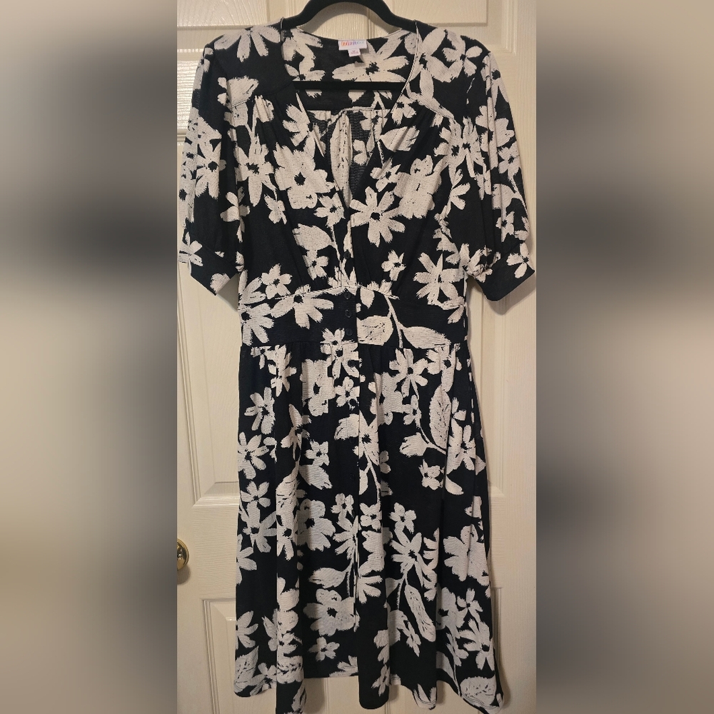 Floral Black and White Dress